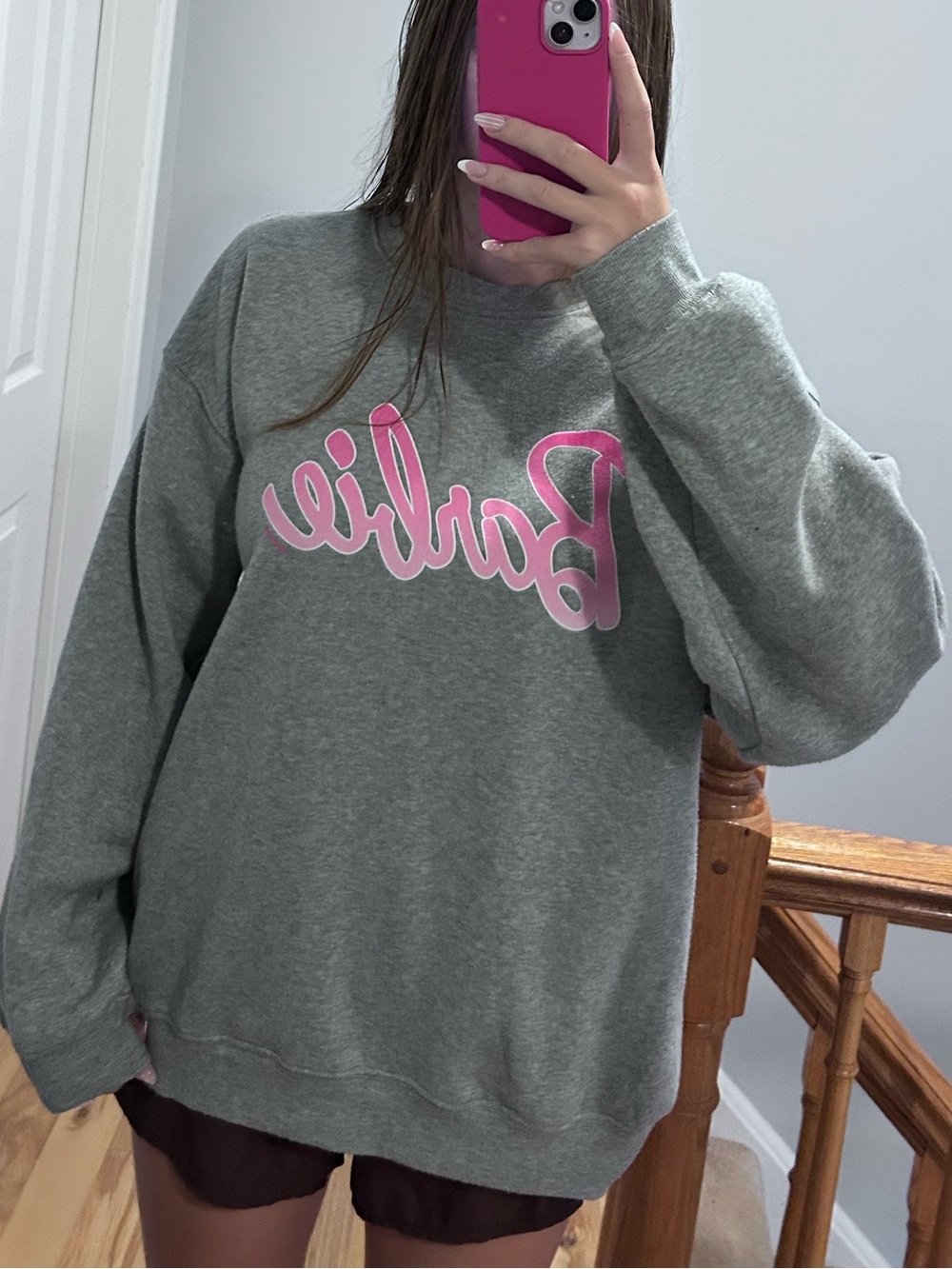 Streetwear Society Grey Sweatshirt with Barbie Logo